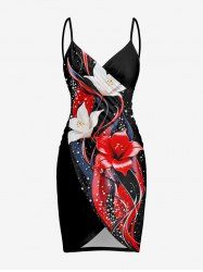 Paréo de plage convertible à imprimé fleurs et étoiles, style hawaïen - Noir 2X