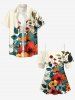 Flower Leaf Branch Print Matching Hawaii Beach Outfit For Couples -  