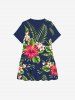 Kid's Tropical Leaf Hibiscus Flower Print Hawaii Dress -  