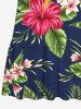 Kid's Tropical Leaf Hibiscus Flower Print Hawaii Dress -  