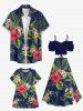 Kid's Tropical Leaf Hibiscus Flower Print Hawaii Dress -  