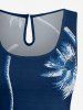 Combinaison hawaïenne à imprimé cocotier et poches à cordon de serrage, grande taille - Bleu profond 5X