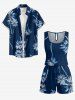 Combinaison hawaïenne à imprimé cocotier et poches à cordon de serrage, grande taille - Bleu profond 5X