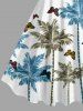 Plus Size Coconut Tree Butterfly Print Hawaii A Line Dress -  