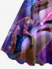 Dinosaur Shark Ombre Galaxy Print Hawaii A Line Dress -  