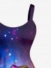 Dinosaur Shark Ombre Galaxy Print Hawaii A Line Dress -  