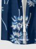 Plus Size Coconut Tree Print Hawaii Button Pocket Shirt For Men -  