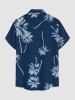 Plus Size Coconut Tree Print Hawaii Button Pocket Shirt For Men -  