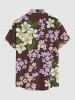 Plus Size Leaf Flower Print Hawaii Button Pocket Shirt For Men - Rouge foncé 4XL