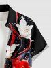 Chemise hawaïenne à poches boutonnées, imprimé fleurs et étoiles, grandes tailles pour hommes - Noir S