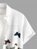Coconut Tree Butterfly Print Hawaii Button Pocket Shirt For Men -  