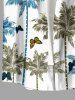 Coconut Tree Butterfly Print Hawaii Button Pocket Shirt For Men -  