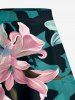 Lily Flower Print Hawaii Split A Line Skirt - Vert profond M