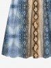 Kid's Snake Pattern Geometric Textured Print Hawaii A Line Dress - Bleu 100