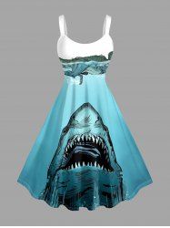 Robe trapèze hawaïenne à imprimé requin et dinosaure grande taille - Pers XXS