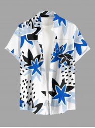 Strawberry Flower Print Hawaii Button Pocket Shirt For Men - Blanc 2XL