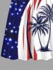 Kid's Coconut Tree Patriotic American Flag Curve Print Hawaii Dress -  