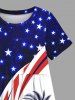 Kid's Coconut Tree Patriotic American Flag Curve Print Hawaii Dress -  