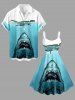 Plus Size Shark Dinosaur Sea Print Hawaii A Line Dress -  