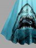 Plus Size Shark Dinosaur Sea Print Hawaii A Line Dress -  