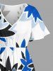 Strawberry Flower Print Hawaii Split Pocket A Line Midi Dress - Blanc S