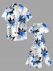 Strawberry Flower Print Hawaii Split Pocket A Line Midi Dress - Blanc S