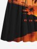 Kid's Coconut Tree Ombre Dusk Sunset Print Hawaii A Line Dress -  