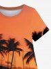 Kid's Coconut Tree Ombre Dusk Sunset Print Hawaii A Line Dress -  