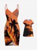 Kid's Coconut Tree Ombre Dusk Sunset Print Hawaii A Line Dress -  
