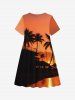 Kid's Coconut Tree Ombre Dusk Sunset Print Hawaii A Line Dress -  