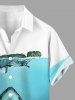 Plus Size Shark Dinosaur Sea Print Hawaii Button Pocket Shirt For Men - Pers M