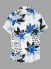 Strawberry Flower Print Hawaii Button Pocket Shirt For Men - Blanc 2XL