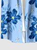 Tropical Leaf Flower Print Hawaii Button Pocket Shirt For Men -  