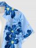 Tropical Leaf Flower Print Hawaii Button Pocket Shirt For Men -  