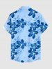 Tropical Leaf Flower Print Hawaii Button Pocket Shirt For Men -  