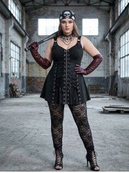 Débardeur Gothique Zippé à Œillets à Lacets - Noir 2X | US 18-20