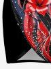 Flower Curve Stars Print Plus Size Matching Hawaii Beach Outfit For Couples - Noir 