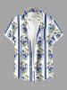 Ensemble de plage hawaïen assorti pour couples, imprimé floral tropical à rayures, grandes tailles - Bleu Ciel 
