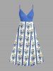 Ensemble de plage hawaïen assorti pour couples, imprimé floral tropical à rayures, grandes tailles - Bleu Ciel 