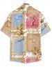 Ships From US Warehouse • Fast Delivery In 2–3 Business Days | Men's Matching Two Piece Hawaiian Tropical Print Camp Collar Short Sleeves Shirt And Drawstring Shorts Set - Jaune d'Abeille 2XL