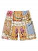 Ships From US Warehouse • Fast Delivery In 2–3 Business Days | Men's Matching Two Piece Hawaiian Tropical Print Camp Collar Short Sleeves Shirt And Drawstring Shorts Set - Jaune d'Abeille 2XL