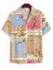 Ships From US Warehouse • Fast Delivery In 2–3 Business Days | Men's Matching Two Piece Hawaiian Tropical Print Camp Collar Short Sleeves Shirt And Drawstring Shorts Set - Jaune d'Abeille 2XL