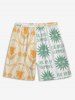 Ships From US Warehouse • Fast Delivery In 2–3 Business Days | Men's Matching Two Piece Hawaiian Style Letter Abstract Sun Floral Graphic Print Button Up Short Sleeves Shirt And Drawstring Shorts Set - Blanche Amande 2XL
