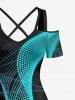 Ombre Lightwave Print Hawaii Cold Shoulder Crisscross A Line Maxi Dress -  