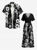 Flower Print Hawaii Wide Leg Jumpsuit -  