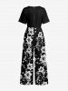 Flower Print Hawaii Wide Leg Jumpsuit -  