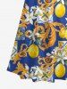 Flower Leaf Lemon Print Hawaii Cold Shoulder Crisscross A Line Maxi Dress -  