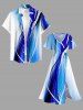 Robe midi trapèze grande taille à imprimé ombré et poches fendues, style hawaïen - Bleu L