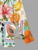 Coconut Tree Hibiscus Flower Fruit Sun Print Hawaii Split Pocket A Line Midi Dress -  