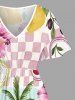 Coconut Tree Hibiscus Flower Fruit Sun Print Hawaii Split Pocket A Line Midi Dress -  